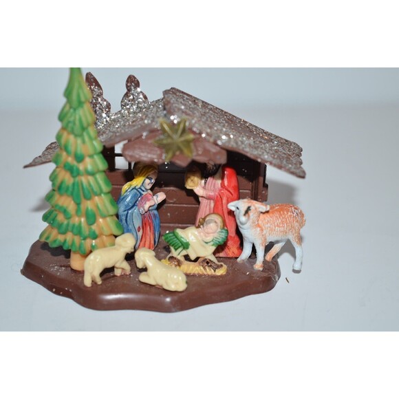 Vtg Plastic Mini Nativity with Mary Joseph Baby Jesus & Animals 3" - Picture 6 of 9